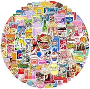100 Packs Cute Snack Stickers Water Bottles Laptop Phone Motorcycle Computer Guitar Skateboard Hydroflasks Food Vinyl Sticker Waterproof Aesthetic Trendy Decals for Teens Girls Adults