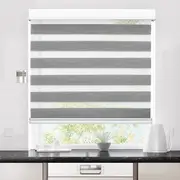 Marlow Blackout Zebra Roller Blind Curtains Double Window Sunshade 120x210 Grey