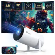 Mini Projector, Support 4K 1080P Smart Portable Projector with 5G WiFi and Bl...