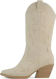 [Soda] Shoes Stream ~ Women Pointed Toe Low Heel Knee-High Western Boots
