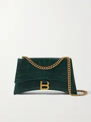 [Balenciaga] Balenciaga - Crush Small Croc-effect Leather Shoulder Bag - Forest green - One size One size Green