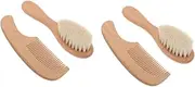 KOMBIUDA 2 Sets Soft Hair Brush Comb Set Double-Sided Scalp Brush for Newborns Easy to Maintain Present for Showers
