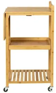 Honey-Can-Do Bamboo Kitchen Cart Drop Leaf Locking Casters Detachable Tray