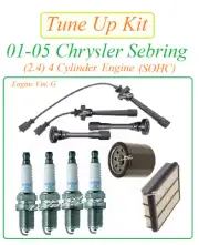 Tune Up For 01-05 Chrysler Sebring 2.4L4: Spark Plug WireSet Coil Boot Air Oil (for: Chrysler)