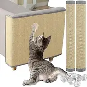 2 Pack Cat Scratcher Mat, 40x30 cm Natural Sisal Cat Scratch Mats with 6 Fixed Nails, Horizontal Cat Floor Scratching Pad Rug with Sticky Tapes, Protect Couch and Carpets (Natural Color)