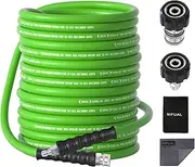 Non Marking 3/8'' Pressure Washer Hose 150FT, Kink Resistant Steel Wire Braided Pressure Washing Hose 4200 Psi for Hot and Cold Water, with M22 14mm to 3/8 Inch 360°Swivel Quick Connect (Green-50FT)