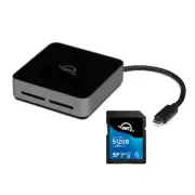 OWC 512GB Atlas Pro SDXC V60 UHS-II Memory Card with Dual SD-Slot Card Reader