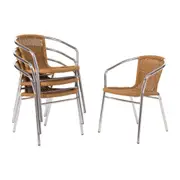 Bolero Natural Wicker Chair with Aluminium Frame (Pack 4) - Cafe Chairs (U422) - U422