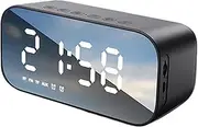 5 Smart Speaker with Clock - Portable Digital Alarm Clock Radio with Large LED Dimmable Display,Adjustable Volume, FM Radio, Sleep Timer for Bedroom,