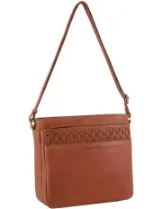 [PIERRE CARDIN] Leather Embossed Crossbody Bag in Tan