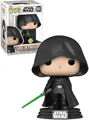 Funko PoP! Star Wars: The Mandalorian - Luke Skywalker Hooded Glow Vinyl Figure, 10 cm Height