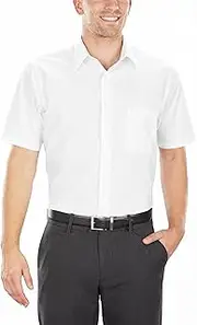 [Van Heusen] Men's Short Sleeve Poplin Solid Point Collar Dress Shirt