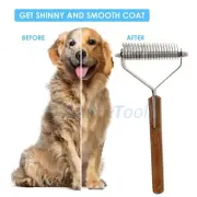 Pet Dematting Comb for Dogs and Cats with Wood Handle, Deshedding Rake VT-175