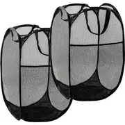 2PCS Mesh Dirty Clothes Basket, Temporary Storage for Change of Clothes, Toy Storage, Collapsible Pop-Up Laundry Basket