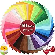 KaKaPops Thin Felt Fabric Sheets, Assorted Colors Stiff Felt Sheets for Crafts DIY Patchwork Sewing Projects Decoration (Stiff 50 Colors, 8×12 inches)