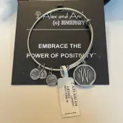 Alex and Ani Initial W Silver Tone Charm Bangle New w Tag & Card U02
