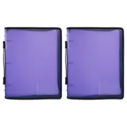 2x Marbig A4 File Zipper 3 O-Ring Binder w/Handle 25mm Document Organiser Purple