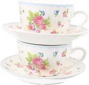 Cabilock 1Set Decorative Bone China Coffee and Tea Cup Set with Saucer Compact and Retro Pattern for Everyday Use and Special Occasions