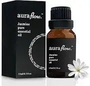 AURAFLOW [AUSTRALIAN OWNED SMALL BUSINESS] 15ml Premium Jasmine 100% Pure Plant Based Essential Botanical Oil 15ml for Aromatherapy, Yoga, Zen, Sleep, Relax, No Stress, Essential Oil for Diffuser, Skin, Face, Hair & Perfume (Jasmine)