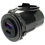 Hulk 4x4 Dual Usb Socket Port 1: Qc3 18W, Port 2: Type C Qc4 36W with Blue Led - HU6635B