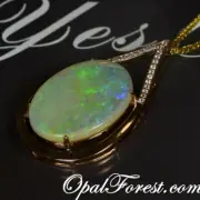 BIG Solid Crystal Opal 18K Gold Pendant Australian Natural Gemstone Wedding Gift
