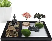 Zen Garden Kit | Sand Garden Meditation Crafts Miniature Japanese Accent | Table Meditation Zen Artistic Decoration for Business, Workplace, Study Room, Home