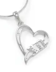 Chi Omega Sterling Silver Heart Pendant with CZs | Sorority Jewelry | New!!