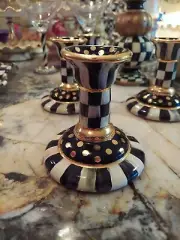 MacKenzie-Childs Courtly Check Ceramic Candlestick New 2021
