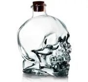 4x GLASS SKULL BOTTLE 380mL Whiskey Decanter Wine Vodka Shot Liquor Decanter