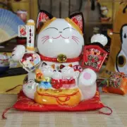 Maneki Neko Lucky Fortune Cat Coin Bank Fengshui Ceramic Decor Gift 10" 86988