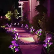 Outdoor Purple Lily Solar Lights – Decorative LED Flowers, 2-Pack