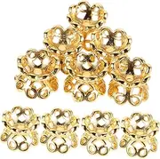 TEMPNAP 10pcs Ornament Topper Caps Golden Bead Ends Bead Spacers Jewelry DIY Beads Caps Copper