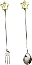 Cabilock Elegant Five-Pointed Star Fork Spoon Set Stainless Steel for Desserts Formal Events
