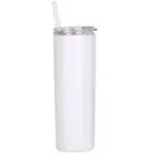 20oz skinny tumbler White double wall insulated with lids and straws