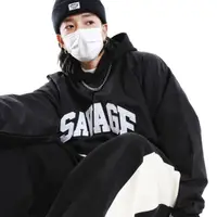 在飛比找蝦皮商城精選優惠-SAVAGE貼布刺繡寬鬆V領風衣 罩衫 衛衣 韓國 男裝 衣