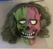Dual Color Frankie, Skeleton Two Face Mask - Cosplay, Halloween, ￼ Mardi Gras.
