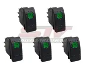 20Amp 12V Green Light Rocker Switch Polaris RZR Maverick Commander Boat 5 Qty