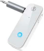 ORIA Transmitter Receiver, Bluetooth 5.0 Wireless AUX Adapter Music Receiver for Car/Wired Speaker, Hands-Free Call with Dual Device Modes Connection, for Car, Speakers, Headphones -White