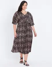 AUTOGRAPH - Plus Size Womens Dress Summer - Black - Autograph Woven Extended Sleeve Tie Maxi Dress