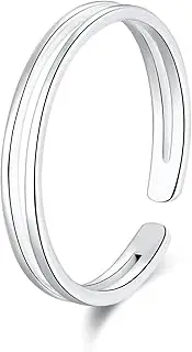 SILBERTALE 925 Sterling Silver Open Cuff Toe Ring for Women Adjustable Pinky Ring Band Size 2-4…