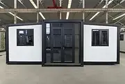 Generic 40 Ft Luxury Black Modern House with Two Bedroom, One Living Room, Expandable Prefab Mobile Furniture, Disaster Relief, Galvanized Steel, PVC, Waterproof, Folding Doors