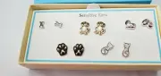 Bay Studio Stud Back Earrings 5 Pair Sensitive Ears Dogs Cats Paw Prints Bones