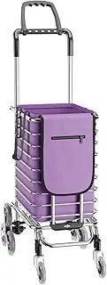 Foldable Shopping Cart with Waterproof Bag, 88lbs Capacity, Stair Climbing Wheels, Lightweight Aluminium Frame, Large Storage Basket for Groceries, Laundry & Outdoor Use