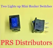 2 PCS Mini ROCKER ON / OFF BLUE LIGHTS UP SWITCHES TOGGLE SWITCHES 125V AC 10A
