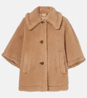 [Max Mara] Max Mara Tenebre alpaca, cashmere and silk teddy cape S/M beige