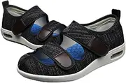 [WANGYUXIN] Mens Diabetic Edema Shoes,Summer Wide Sandals Foot Swollen Shoes, Widened air Cushion Elderly Shoes Light and Adjustable,Black Grey,43