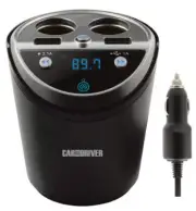 Car Power Station w/ 4 Charging Ports & FM Bluetooth 4.2 Cup Holder Transmitter