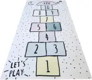 Kids Hopscotch Floor Rug Mat 63"X31" Big Space Kids Play Mats, Non-Slip Silic...