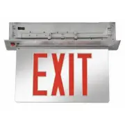 Lithonia LED Edge-Lit Exit Sign Red Letter Aluminum Silver 17 3/8in 3W