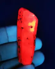 Natural Red Corundum Ruby Crystal Rough Specimen Glow Under UV Light